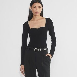 Aritzia Babaton Black Ribbed Sculpt Knit Top XS